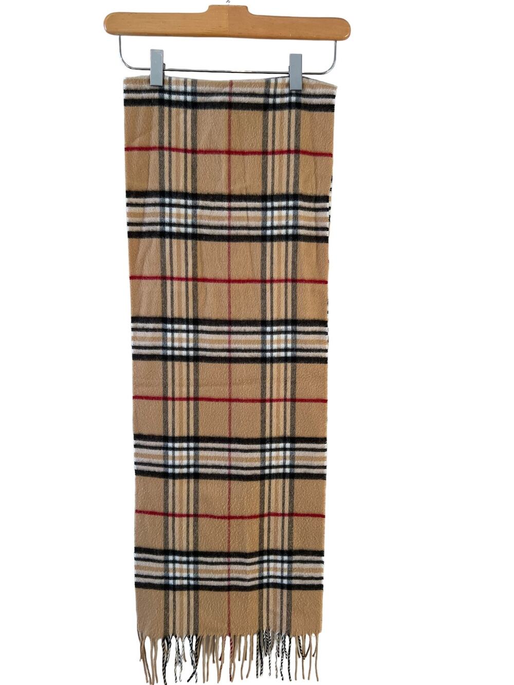 Cashmink Super Soft Scarf Tan Brit Plaid Fringe